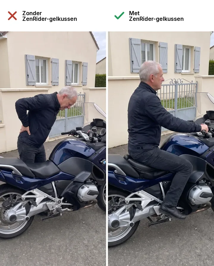 Zonder / met het ZenRider-langeafstandskussen